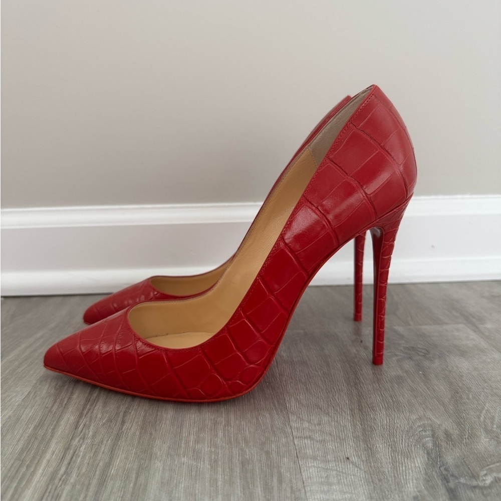 Christian Louboutin So Kate 120 Persan Pink Red Croc Ali Stiletto heel pump